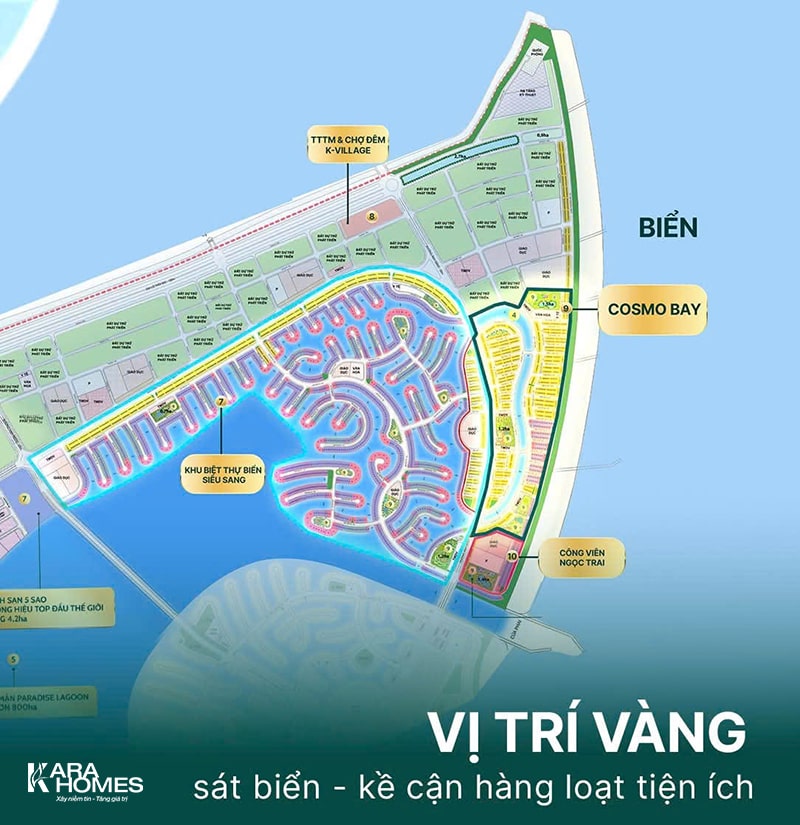 Vị trí của Cosmo Bay trong phân khu Vịnh Ngọc Vinhomes Cần Giờ