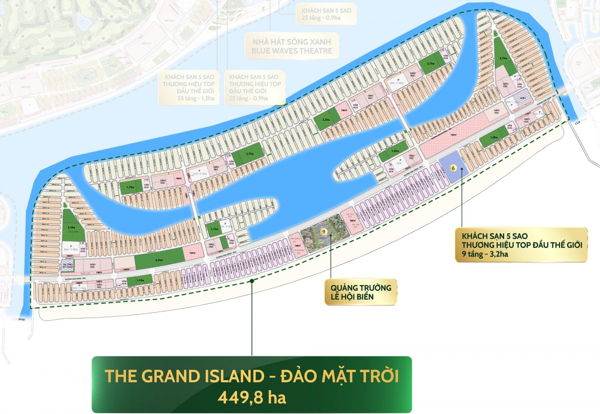 Đảo Mặt Trời là một trong bốn phân khu trọng điểm thuộc đại đô thị biển