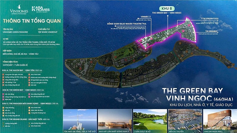 Phân khu The Green Bay Vịnh Ngọc nằm tại cửa ngõ phía Bắc của đại đô thị biển Vinhomes Green Paradise