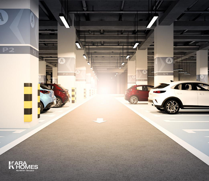 Hai tầng hầm đỗ xe liên thông toàn khu mang đến giải pháp đỗ xe an toàn