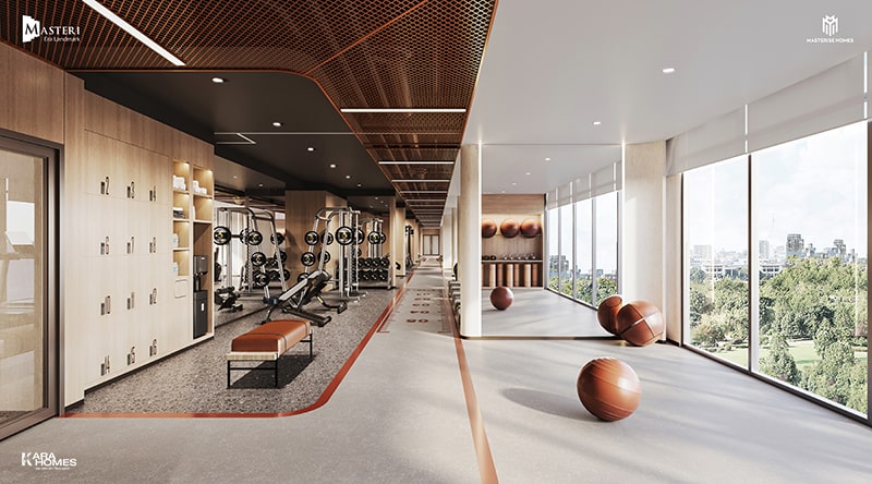 Phòng Gym được trang bị máy móc hiện đại, phục vụ nhu cầu tập luyện thể hình