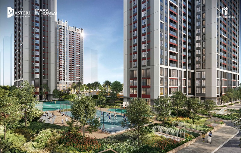 Tổ hợp sân thể thao đa năng nằm ở lõi các tòa nhà