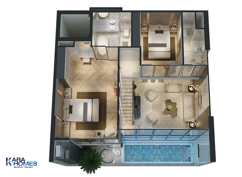 Duplex tiêu chuẩn 2 – 3 phòng ngủ