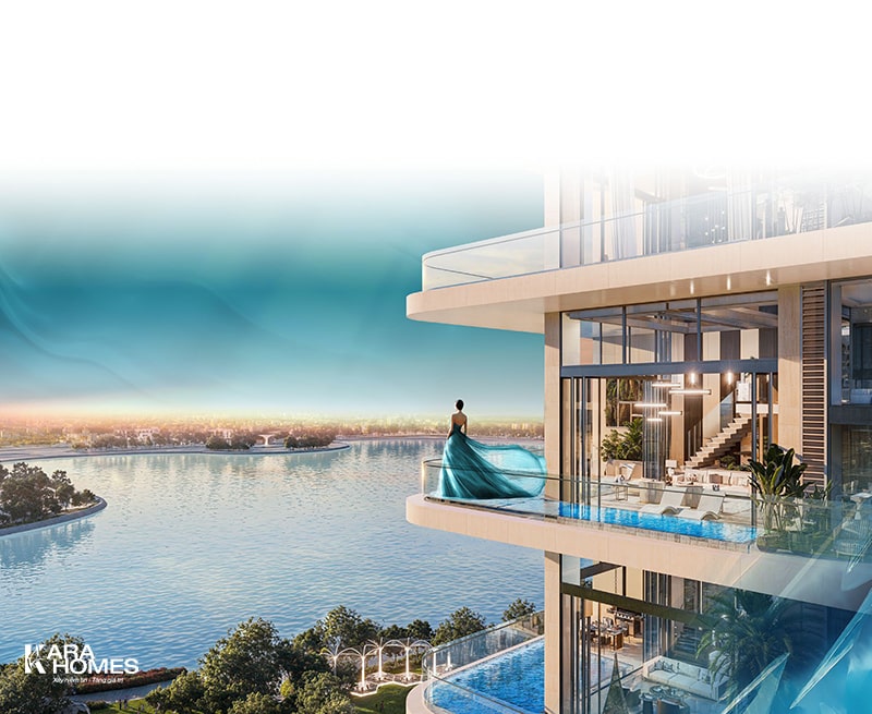 100% Sky Villas đều có bể bơi riêng trong căn hộ