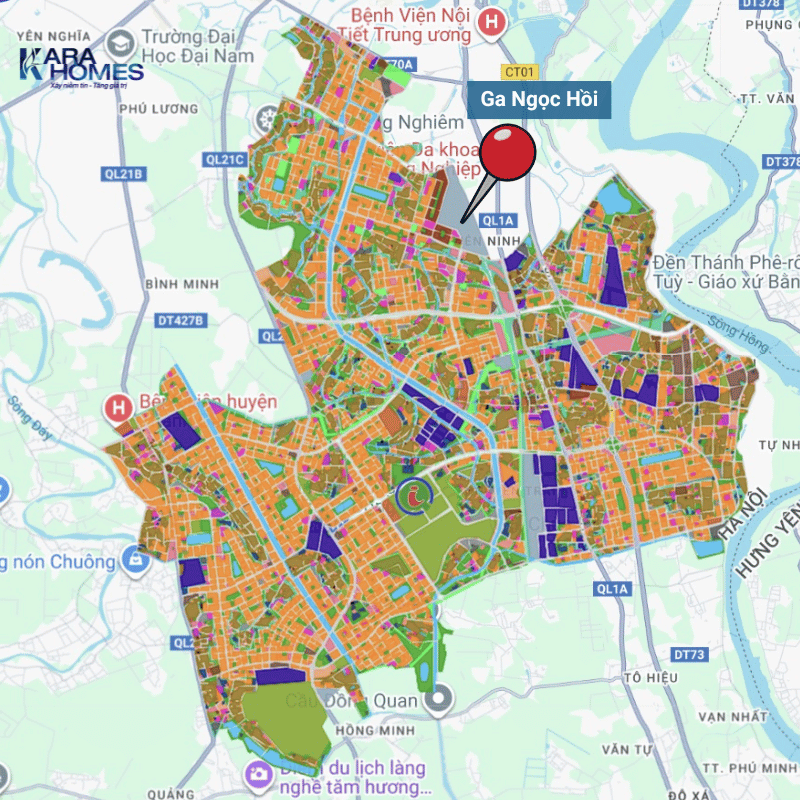 Vị trí của ga Ngọc Hồi liền kề dự án Vinhomes Olympic