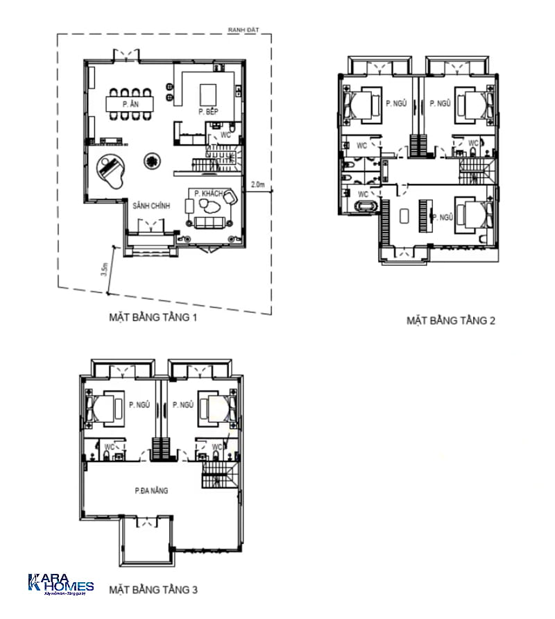 Mặt bằng biệt thự đơn lập 473,1 m²