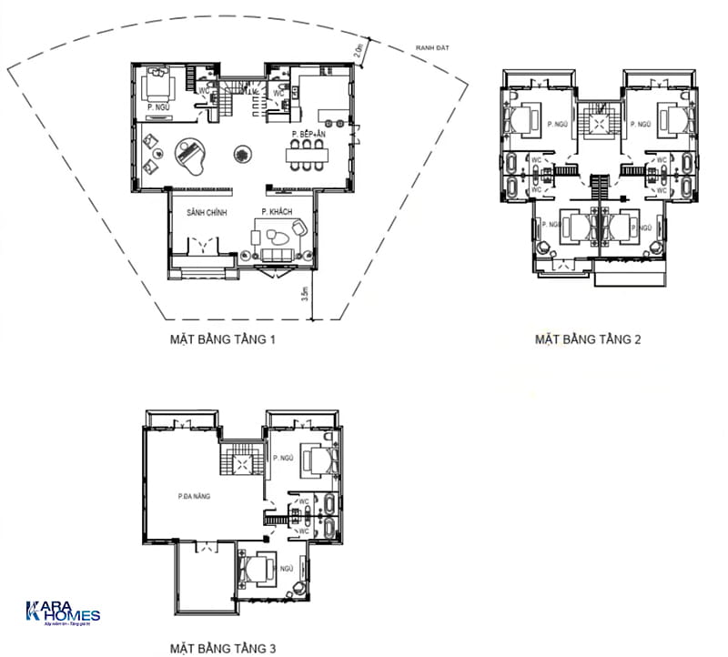 Mặt bằng biệt thự đơn lập 559,7 m²