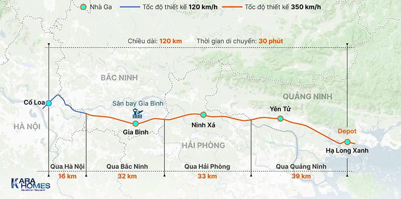 Hành trình tàu cao tốc dự kiến đi qua Bắc Ninh, Hải Phòng trước khi đến Quảng Ninh