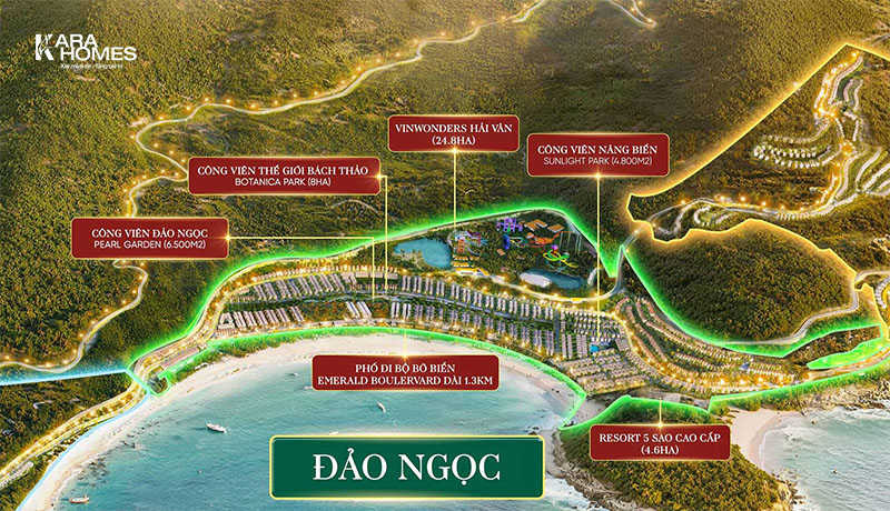 Toàn cảnh hệ sinh thái tiện ích phân khu Đảo Ngọc Vinhomes Hải Vân Bay