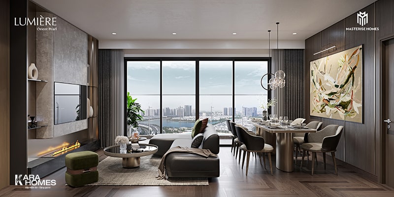 Căn hộ được trang bị kính Low-E toàn phần panorama, vừa chống tia UV, vừa cách nhiệt hiệu quả