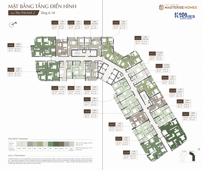 Mặt bằng tầng tòa The Palma 2