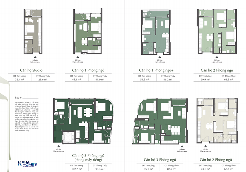 Mặt bằng các căn hộ trong tòa The Palma 1