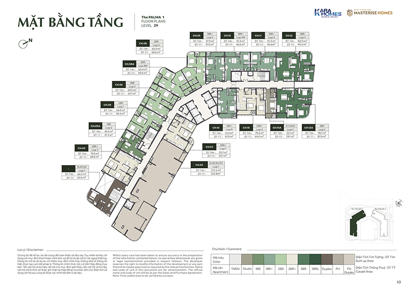 Mặt bằng tầng điển hình của dự án Lumiere Orient Pearl