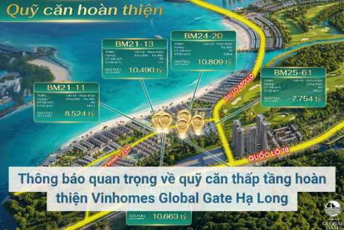 Thông báo quan trọng về quỹ căn thấp tầng hoàn thiện Vinhomes Global Gate Hạ Long