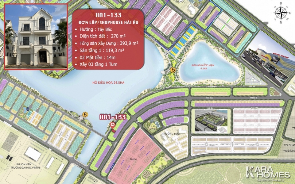 Bán biệt thự đơn lập Hải Âu 1 Vinhomes Ocean Park Shophouse HA1-133: đặc quyền kinh doanh sinh lời bền vững