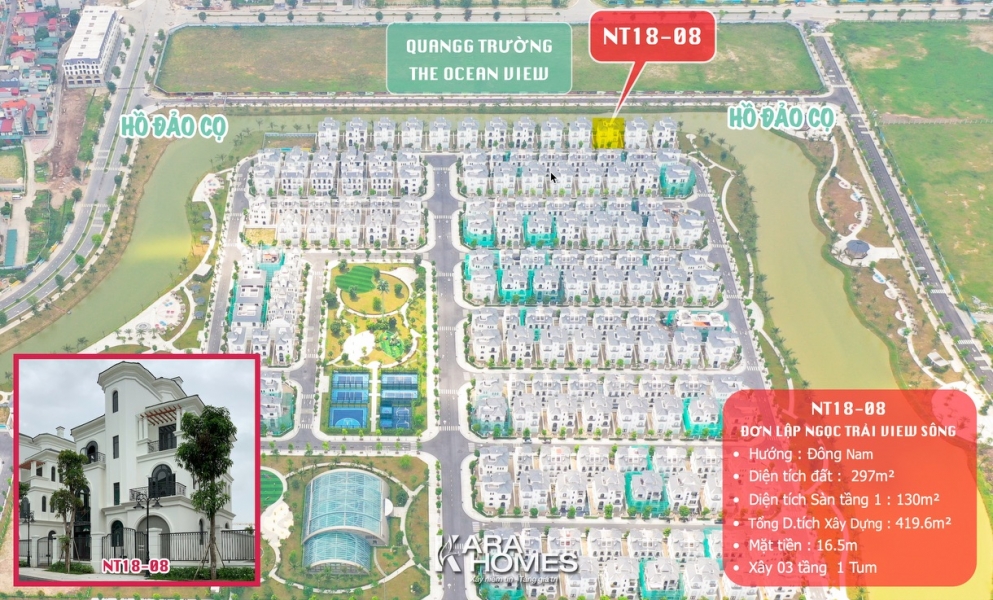 Đơn Lập NT18-08 thanh bình ven “Hồ Đảo Cọ” Ngọc Trai