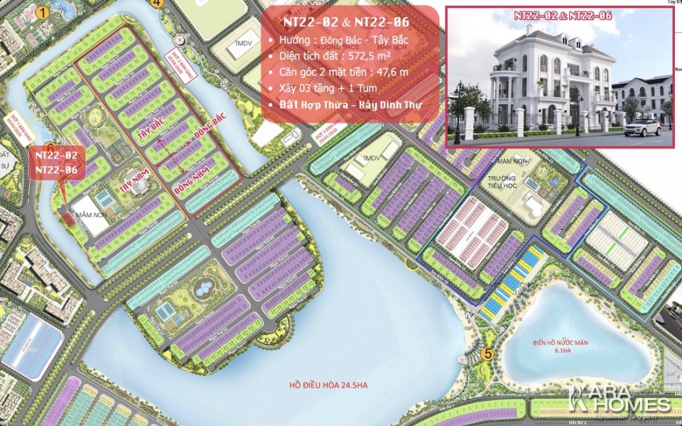 NT22-02 & NT22-06 lô đất hợp thửa vị trí độc bản để xây Dinh Thự