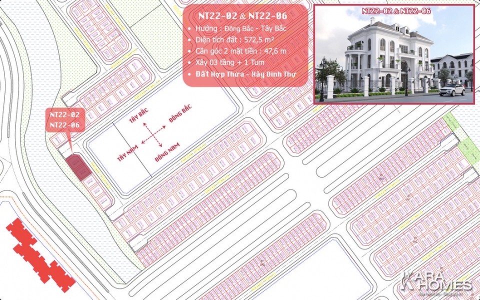 NT22-02 & NT22-06 lô đất hợp thửa vị trí độc bản để xây Dinh Thự