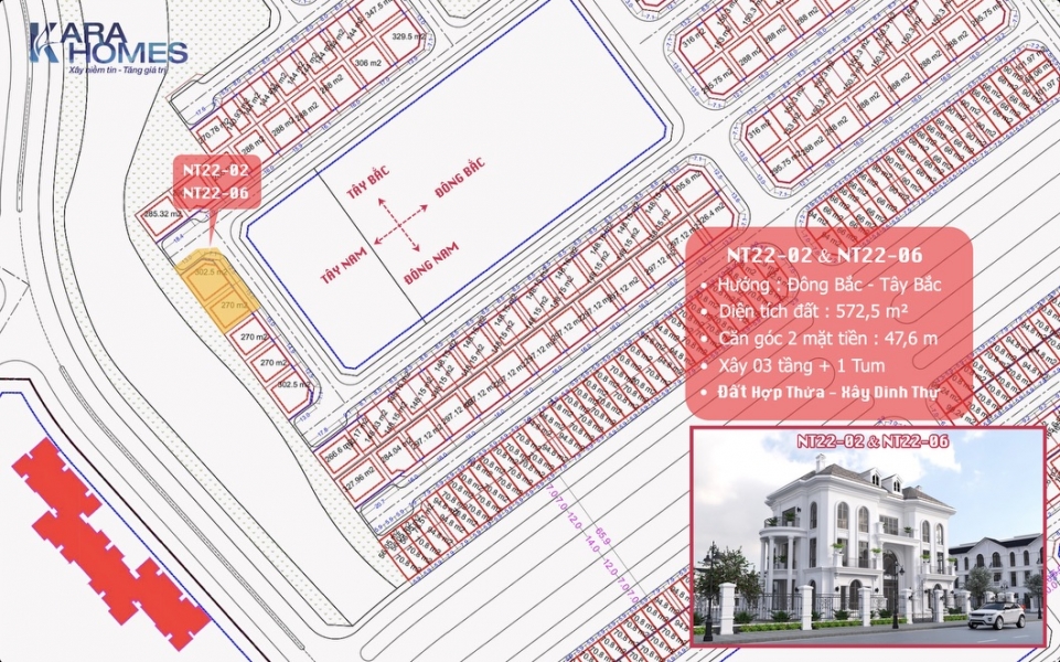 NT22-02 & NT22-06 lô đất hợp thửa vị trí độc bản để xây Dinh Thự