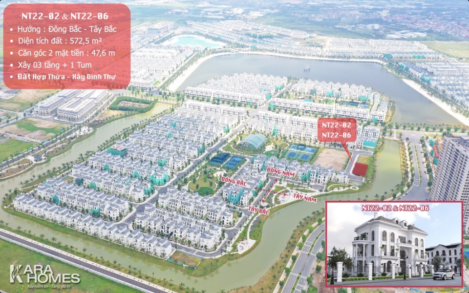 NT22-02 & NT22-06 lô đất hợp thửa vị trí độc bản để xây Dinh Thự