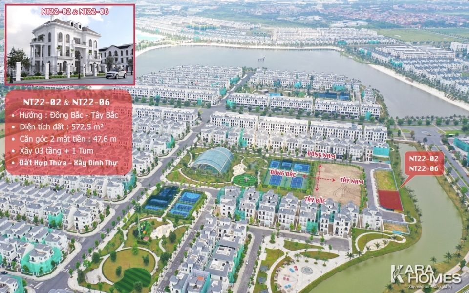 NT22-02 & NT22-06 lô đất hợp thửa vị trí độc bản để xây Dinh Thự