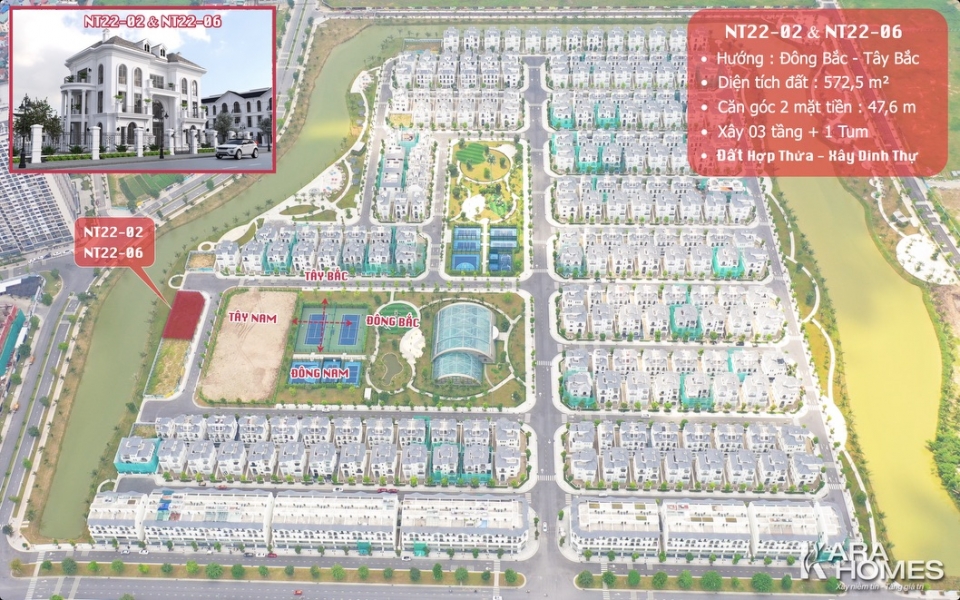 NT22-02 & NT22-06 lô đất hợp thửa vị trí độc bản để xây Dinh Thự