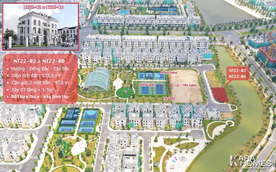 NT22-02 & NT22-06 lô đất hợp thửa vị trí độc bản để xây Dinh Thự