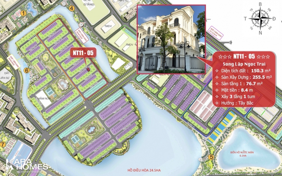 Bán biệt thự Song Lập Tây Bắc dãy Ngọc Trai 11 tại KĐT Vinhomes Ocean Park