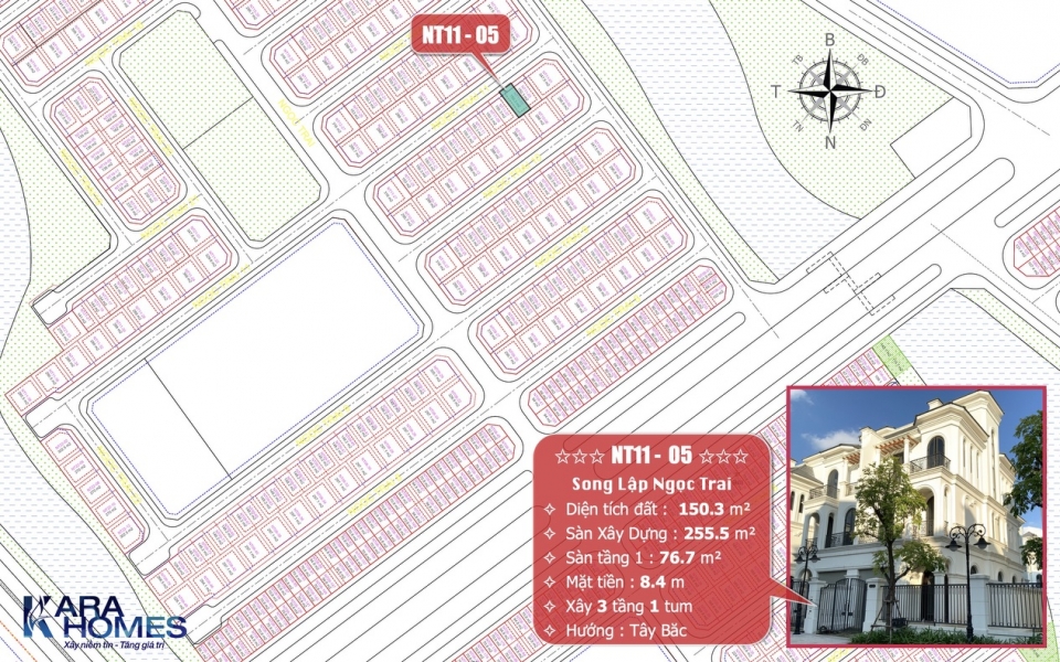 Bán biệt thự Song Lập Tây Bắc dãy Ngọc Trai 11 tại KĐT Vinhomes Ocean Park