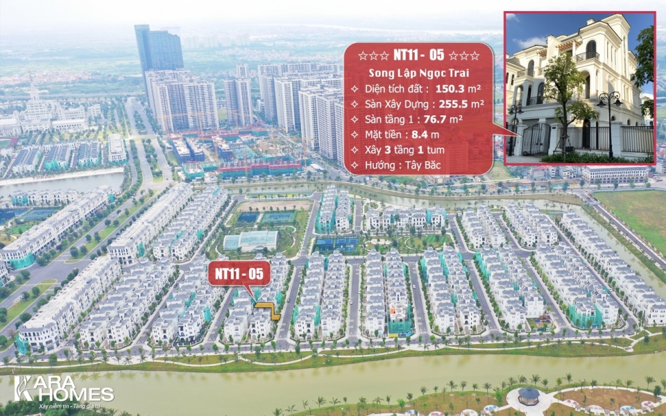 Bán biệt thự Song Lập Tây Bắc dãy Ngọc Trai 11 tại KĐT Vinhomes Ocean Park
