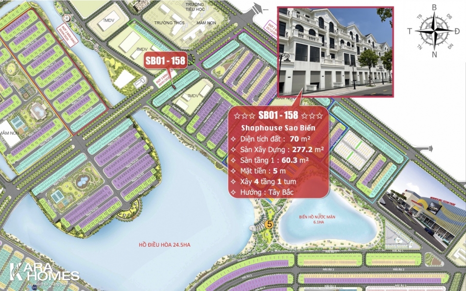 Bán Shophouse dãy Sao Biển 01 trên trục đường 52m tại KĐT Vinhomes Ocean Park