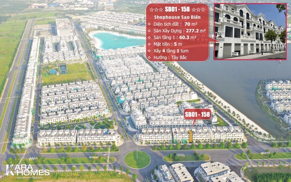 Bán Shophouse dãy Sao Biển 01 trên trục đường 52m tại KĐT Vinhomes Ocean Park