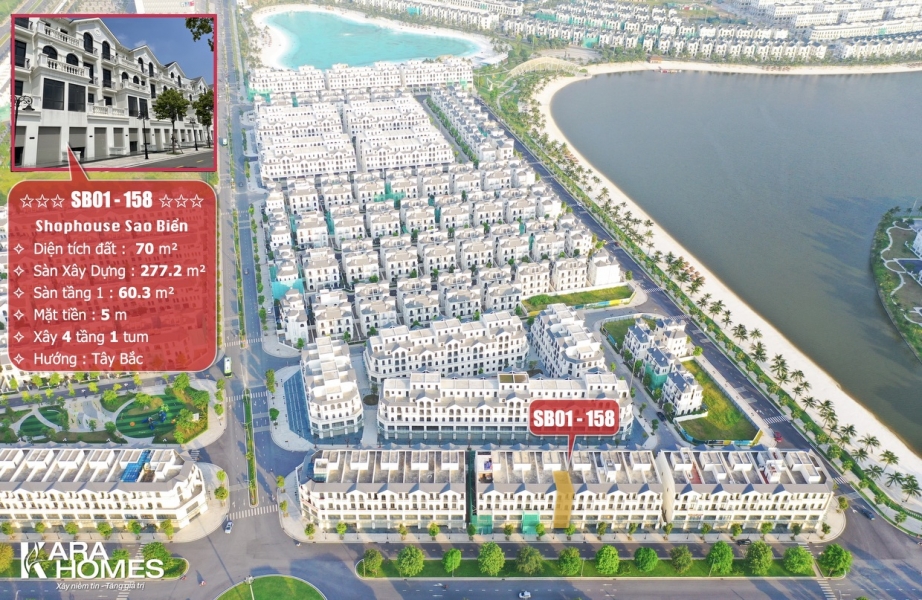 Bán Shophouse dãy Sao Biển 01 trên trục đường 52m tại KĐT Vinhomes Ocean Park