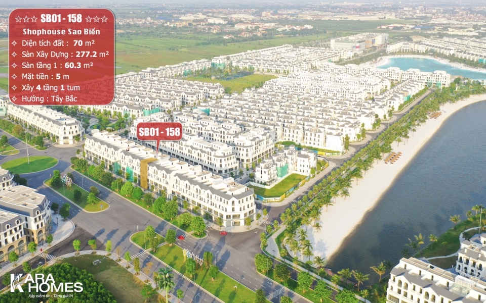 Bán Shophouse dãy Sao Biển 01 trên trục đường 52m tại KĐT Vinhomes Ocean Park