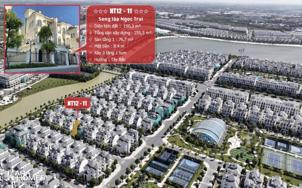 Bán biệt thự Song Lập Tây Bắc dãy Ngọc Trai 12 tại KĐT Vinhomes Ocean Park