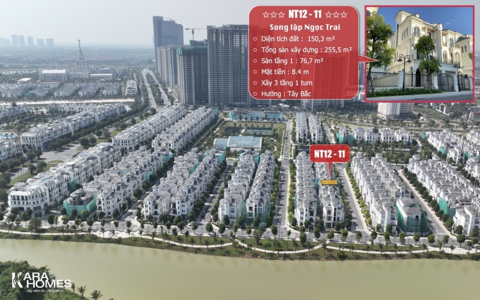Bán biệt thự Song Lập Tây Bắc dãy Ngọc Trai 12 tại KĐT Vinhomes Ocean Park