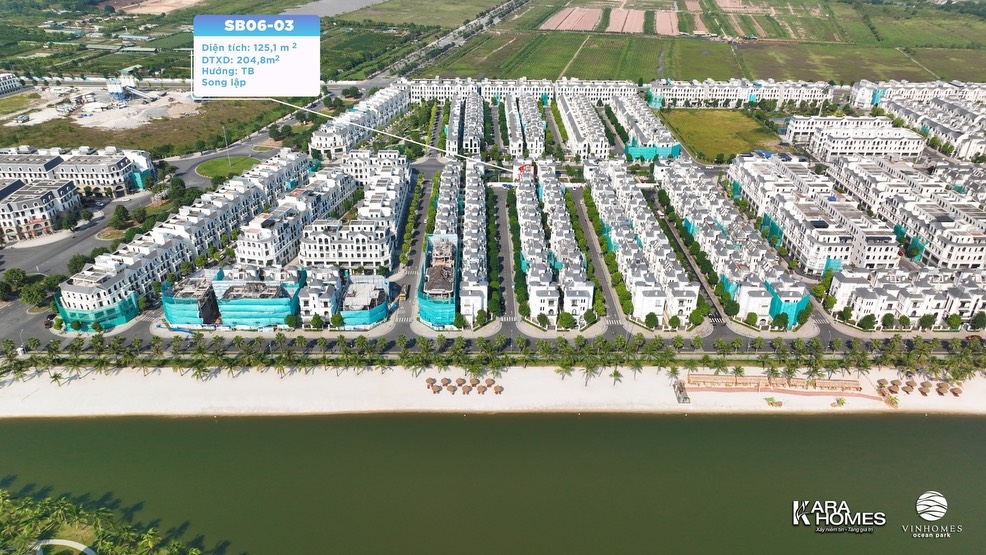 Bán biệt thự song lập Sao Biển hướng Tây Bắc, diện tích 125m2, gần hồ lớn trung tâm