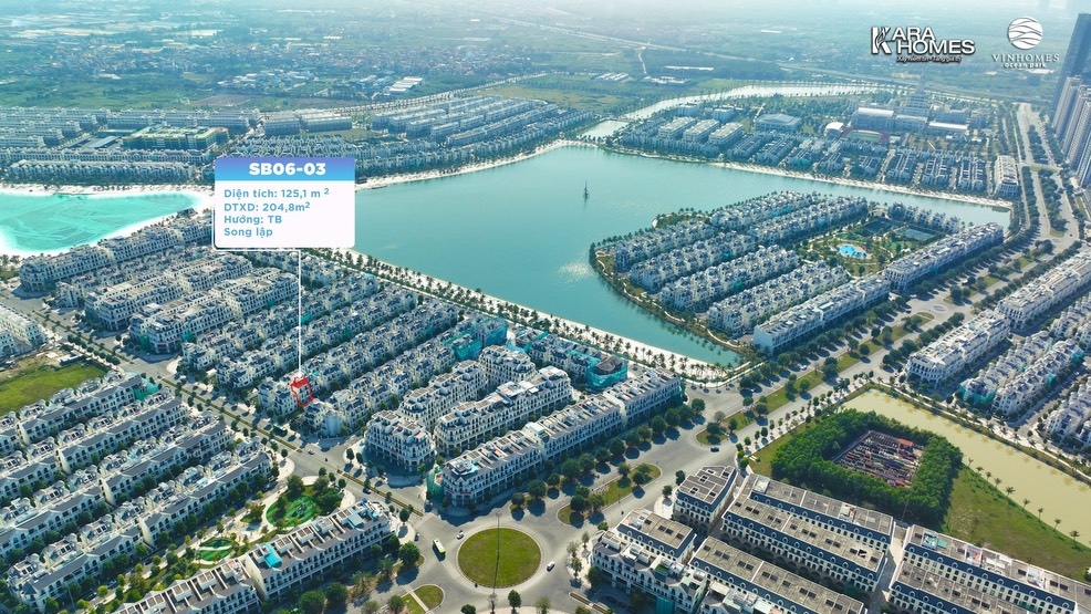 Bán biệt thự song lập Sao Biển hướng Tây Bắc, diện tích 125m2, gần hồ lớn trung tâm