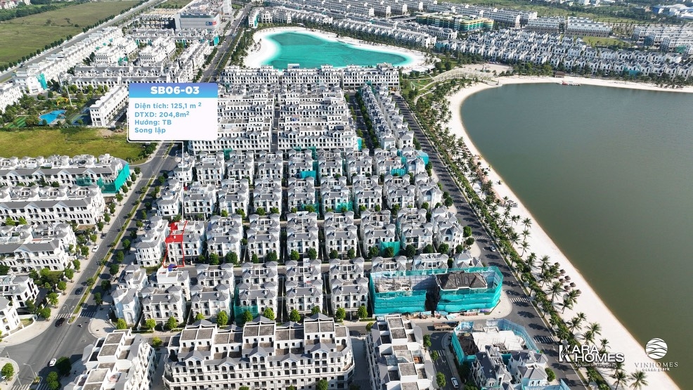 Bán biệt thự song lập Sao Biển hướng Tây Bắc, diện tích 125m2, gần hồ lớn trung tâm