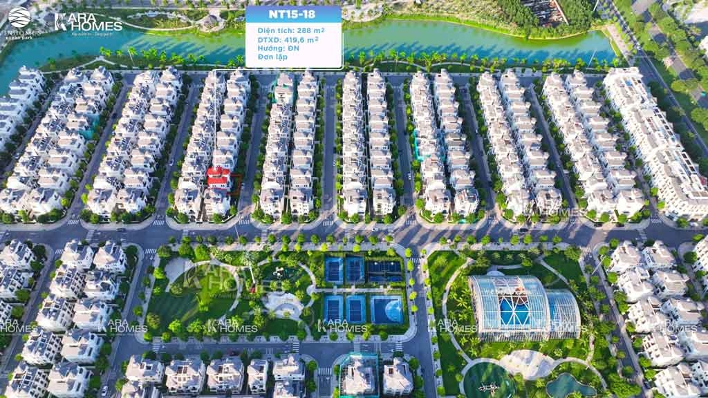 Bán biệt thự Đơn Lập Ngọc Trai NT15-18 bên đảo lớn, hoàn thiện đẹp, có thang máy