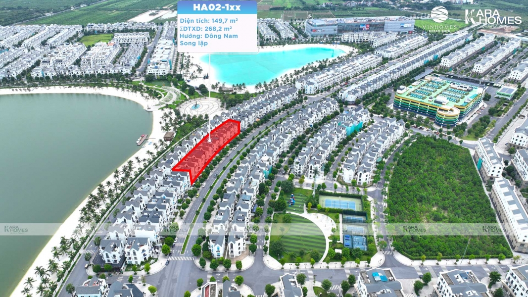 Biệt thự song lập Vinhomes Ocean Park 1 PK Hải Âu - HA01-1xx - Mặt đường lớn - Giá đầu tư