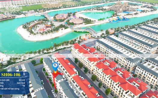 Bán biệt thự Liền kề San Hô SH06-106 diện tích 60m2, xây 5 tầng, Tây Bắc, gần hồ tạo sóng Royal Park Vinhomes Ocean Park 2