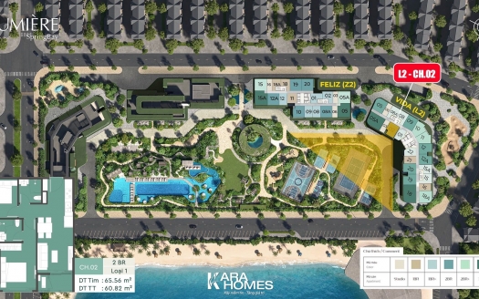 Bán căn hộ căn 2PN 2VS toà Vida Lumière SpringBay trục căn CH.02, tầng trung, view Vinwonders Wave Park