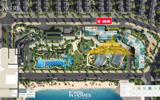 Bán căn hộ Studio Z2-CH.06 toà Feliz Lumière SpringBay, tầng trung, view toàn cảnh Vinwonder Wave Park