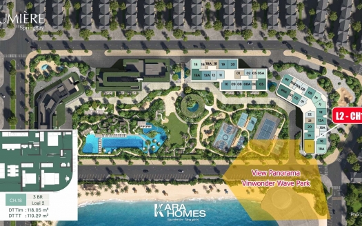 Bán căn hộ toà Vida Lumière SpringBay, L2-CH18, căn góc 3PN, view panorama công viên Vinwonder Wave Park