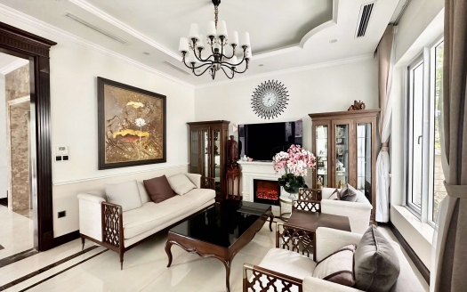 Bán biệt thự song lập Hoa Sữa hướng Tây Nam, đã hoàn thiện đẹp, có thang máy, đường thông, đối diện vườn hoa tại Vinhomes Riverside