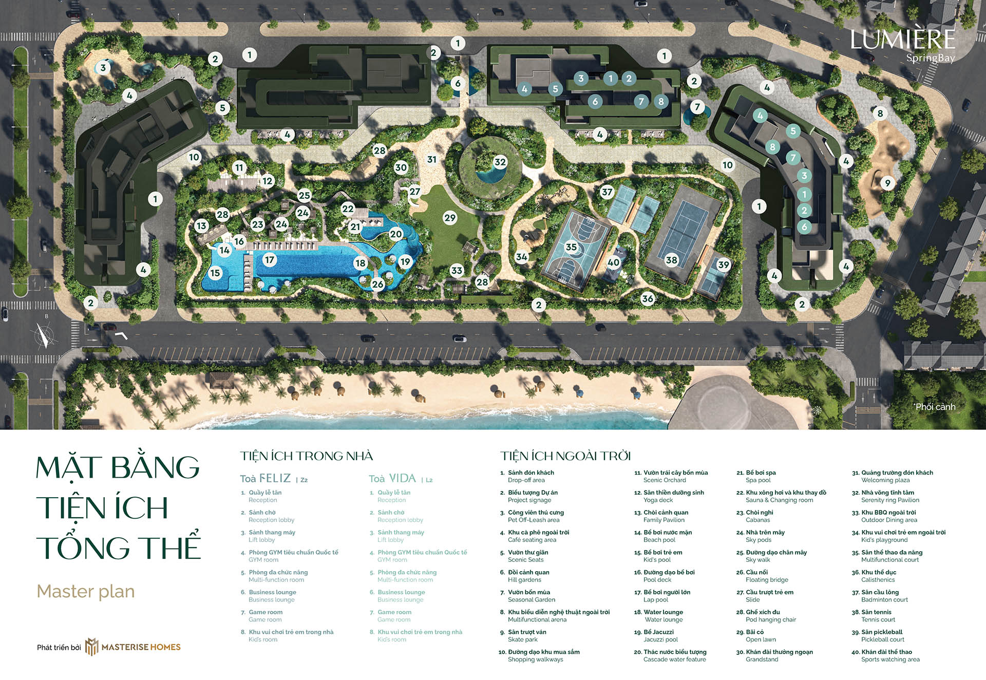 Mặt bằng tiện ích LUMIÈRE SpringBay - Vinhomes Ocean Park 2