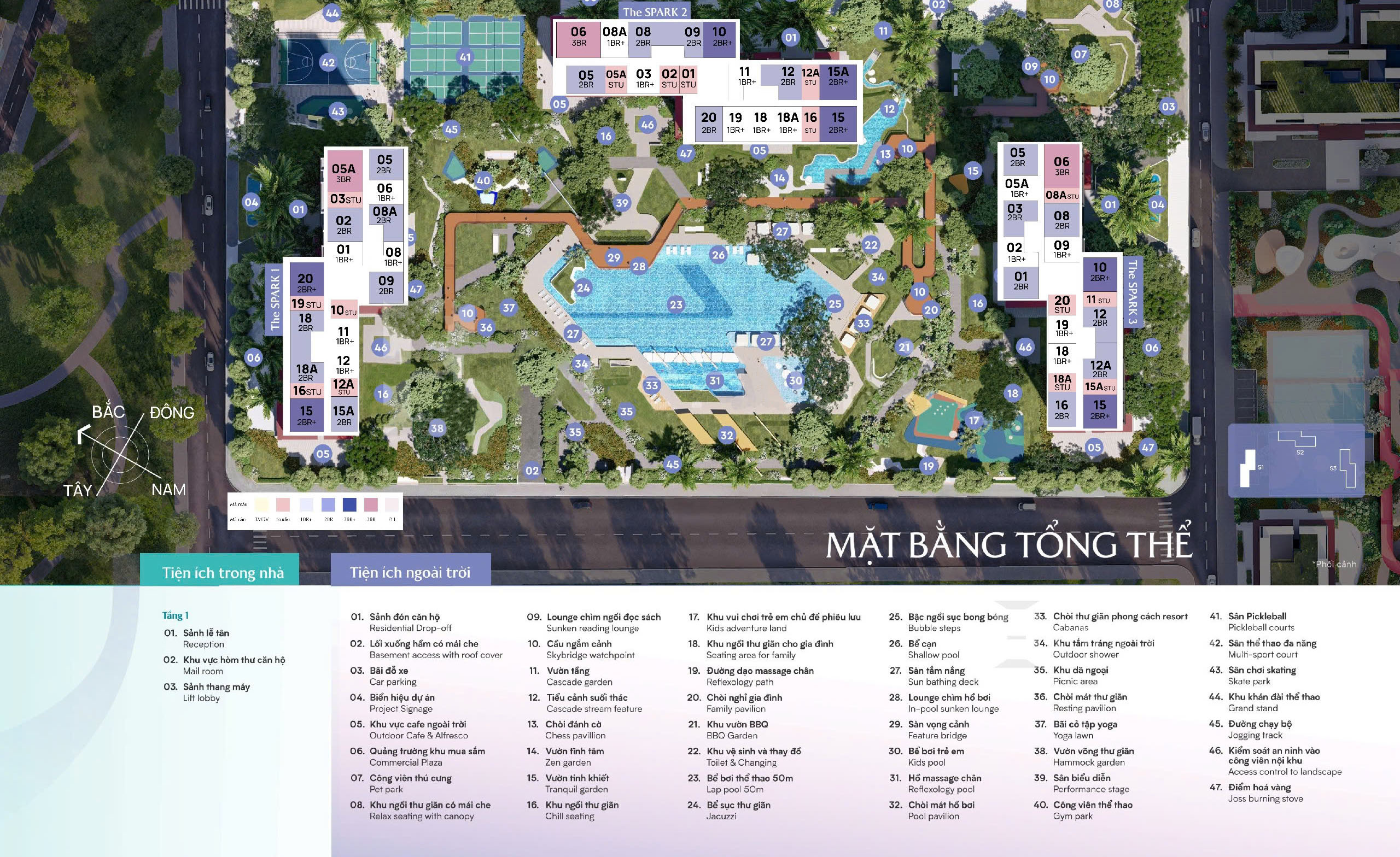 Mặt bằng tiện ích Masteri Era Landmark - Vinhomes Ocean Park 3