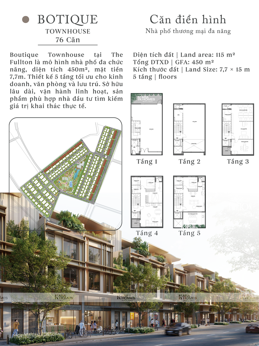 Thông số căn Boutique Townhouse The Fullton